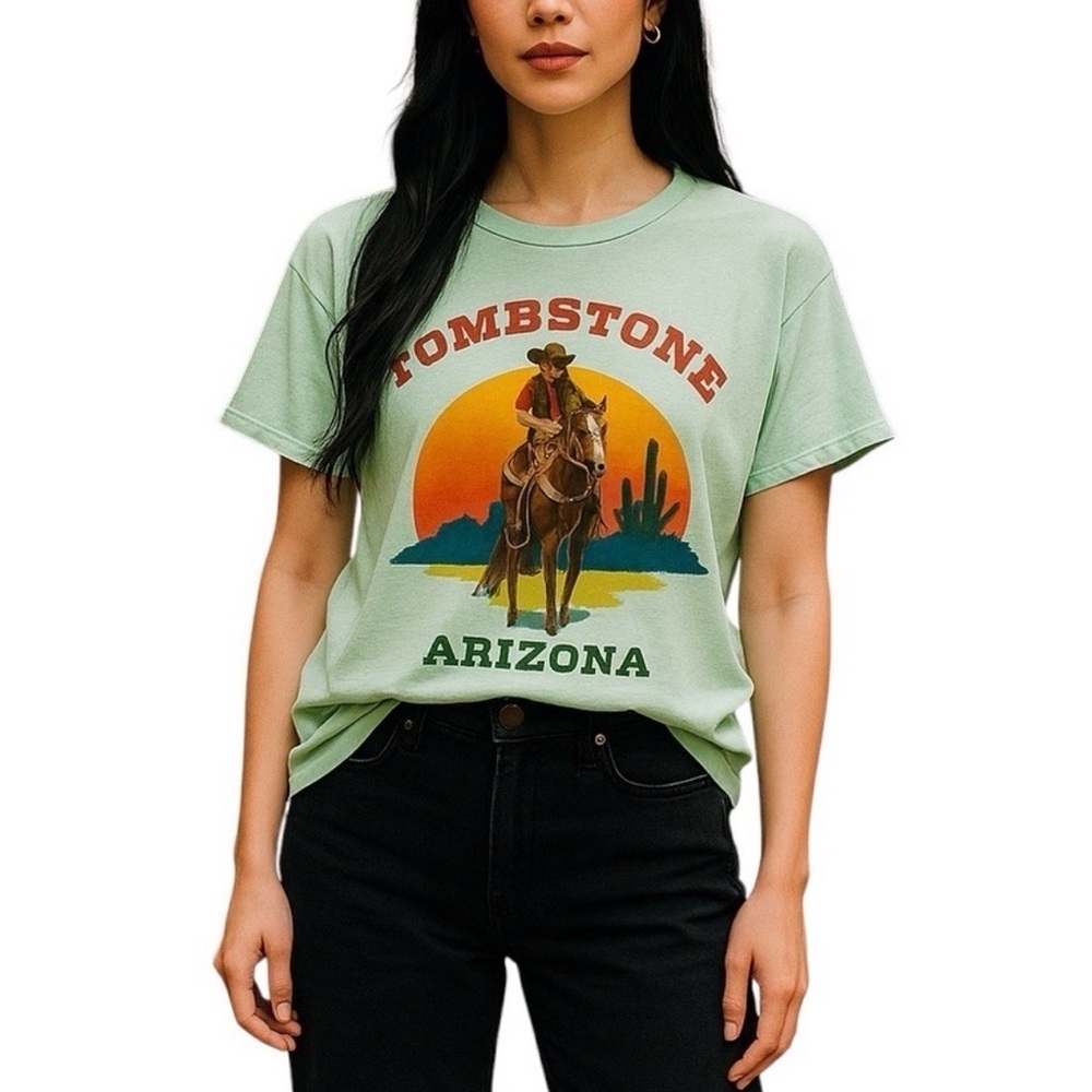 Tombstone Arizona Junk Food Clothing Light Green Tee Shirt Unisex L